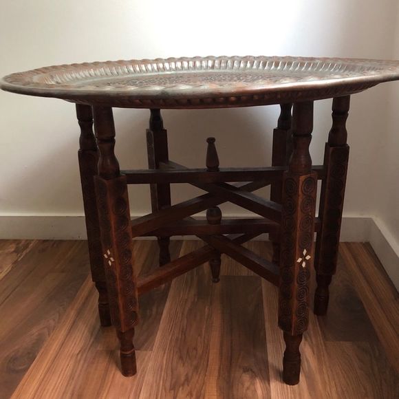 Vintage | Middle Eastern Tray / Table & Folding Base - Picture 3 of 16